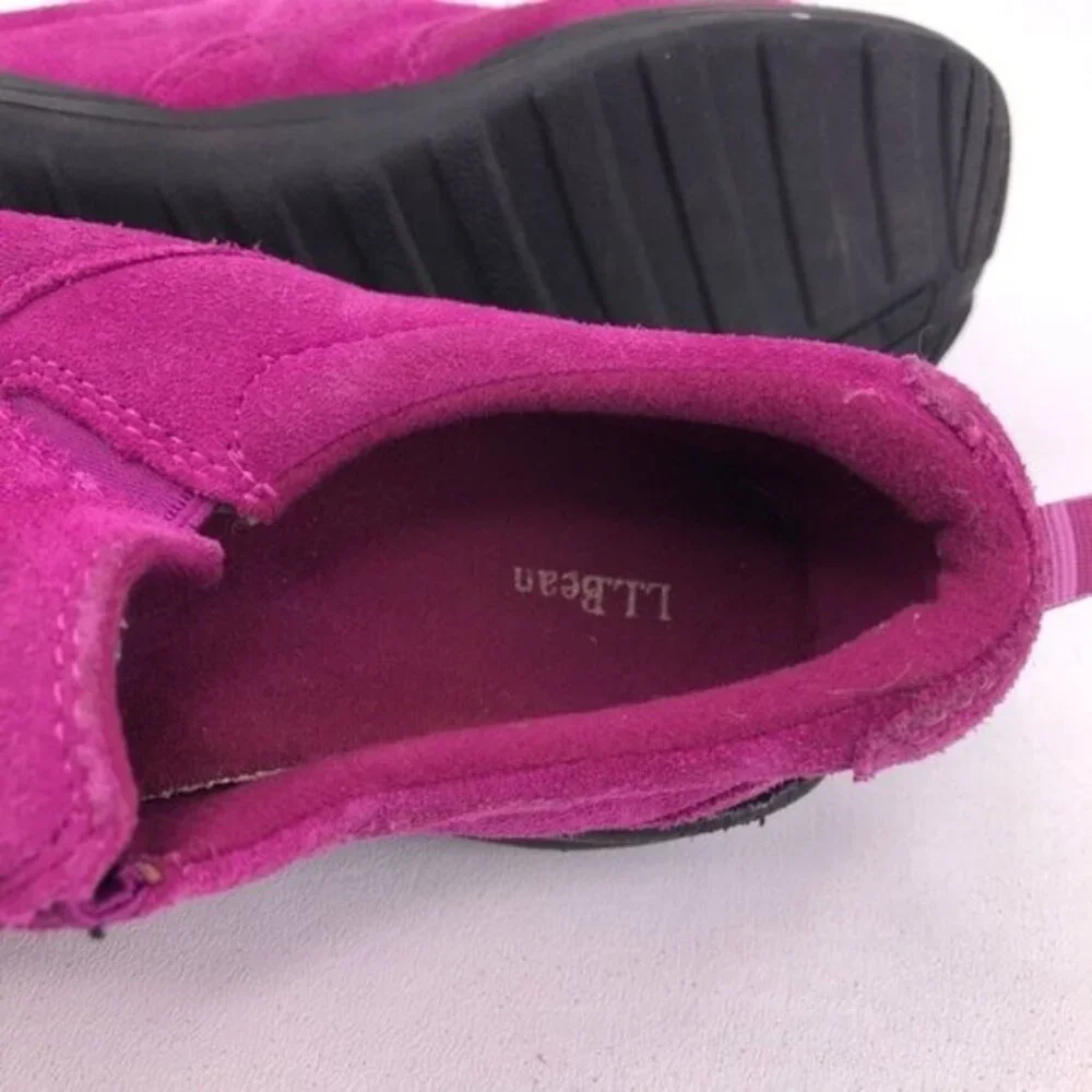 L.L. Bean Pink Suede Slip on Moc Shoes Kids 5